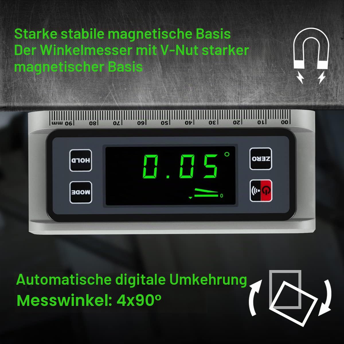 Digitaler LED Winkelmesser Aluminium Neigungsmesser Winkelsucher mit V-Nut-Magnetfuß, Wasserdicht Bevel Box Wasserwaage Automobile Holzbearbeitung Gebäude Bohrmaschinen Mauerwerk