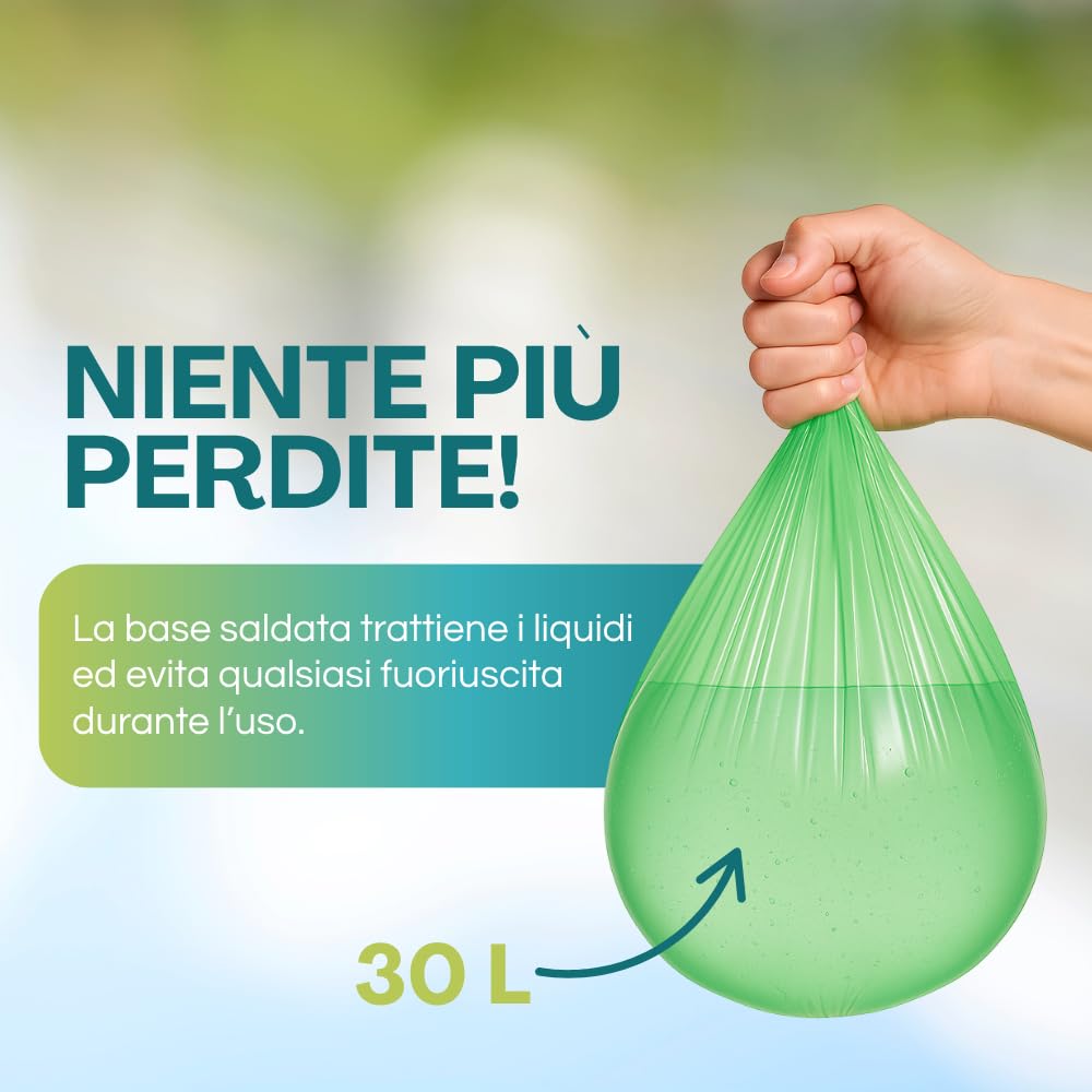 Virsus 500 Sacchi Raccolta Umido e Organico cm 50x60 Capacità 30 Litri biodegradabili e compostabili sacchetti piccoli spazzatura Bio