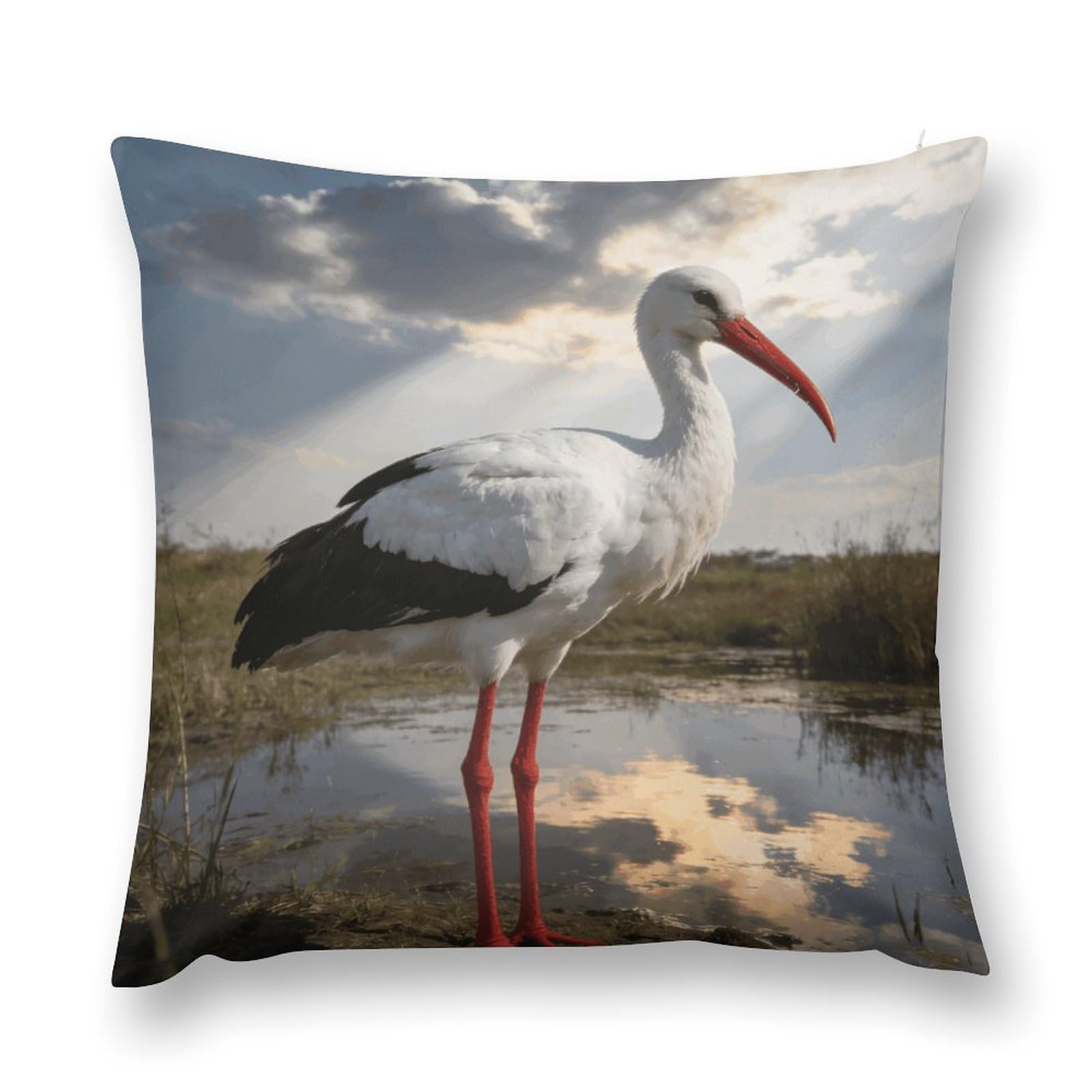 MUSM Stork Throw Pillow Cover 20 "x20 Wrinkle&Fade Resistant Cozy Soft Plush Pillow Case Protector Double-Sided Personalized Pillowcase Pillow Shams Cushion Cover for Home