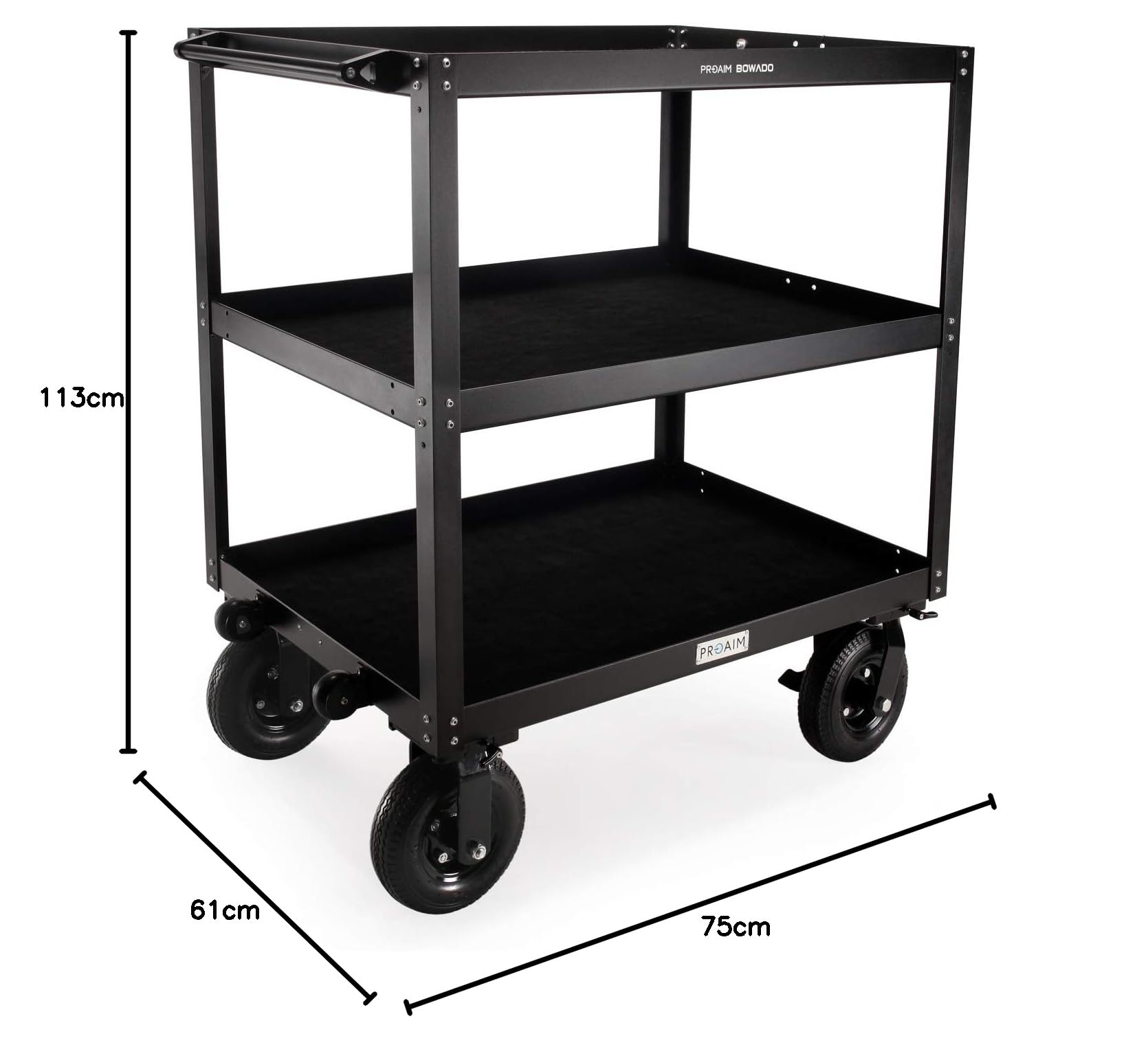 PROAIM Carrello di produzione per videocamere Bowado da 36" per l'industria cinematografica/fotografica. Carico utile fino a 200 kg/440 libbre. Due ruote girevoli a 360° e freni a pedale (CT-BWDO-36