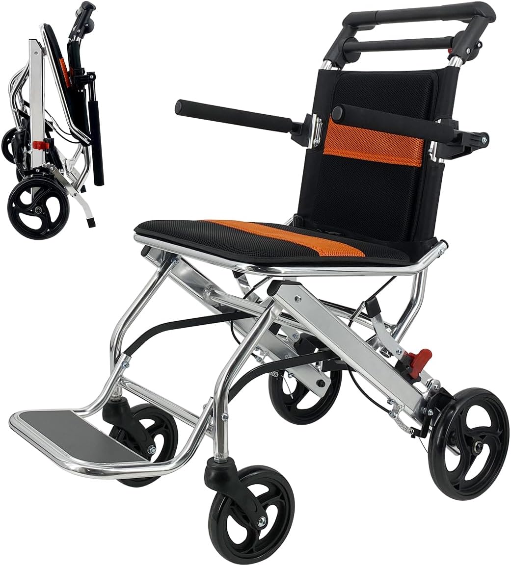 RAKU 車椅子 介助型 キャリーハンドル付き 自立できる ノーパンク