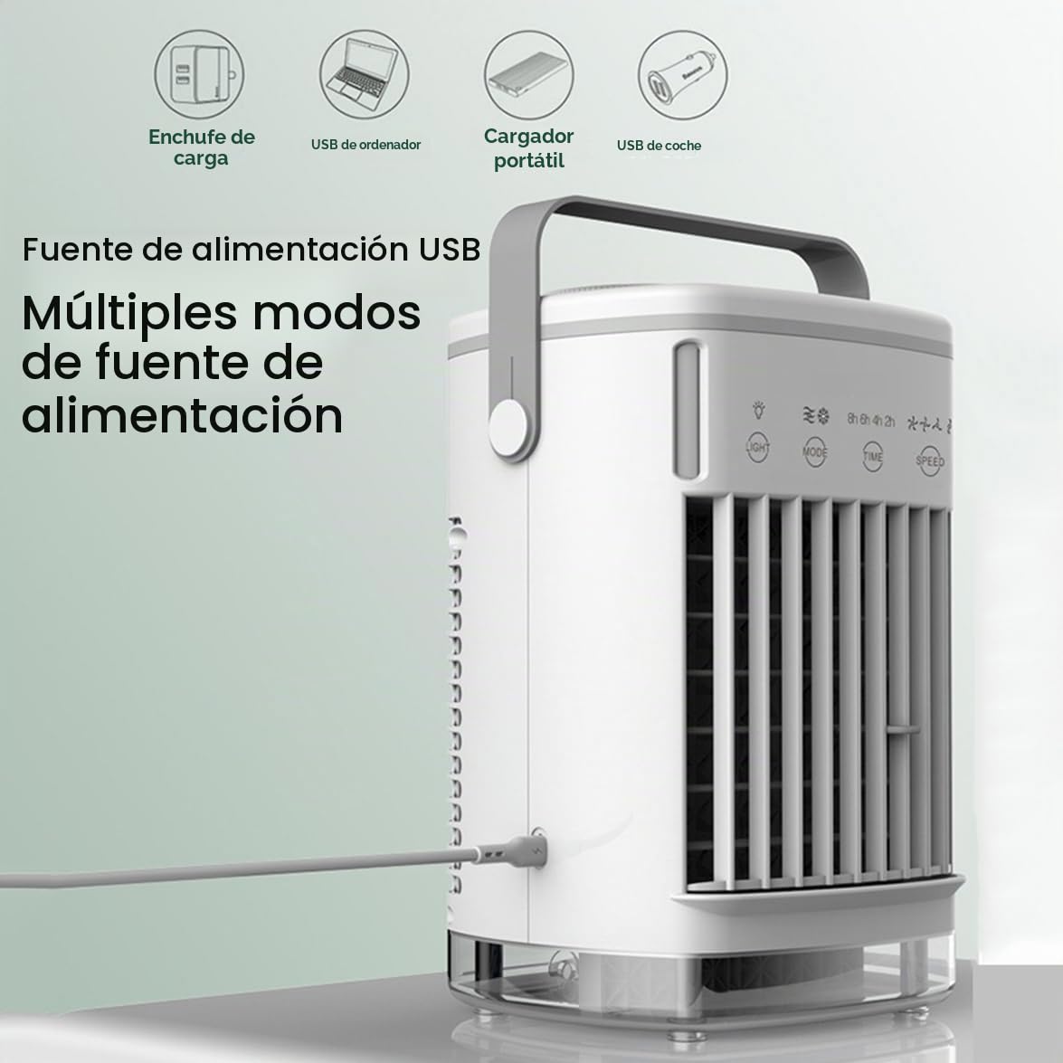 Aire Acondicionado Portátil 700ml 4 Velocidades Ventilador Refrigerador Evaporativo - Silencioso 55dB Con Temporizador Enfriador De USB para Escritorio Oficina