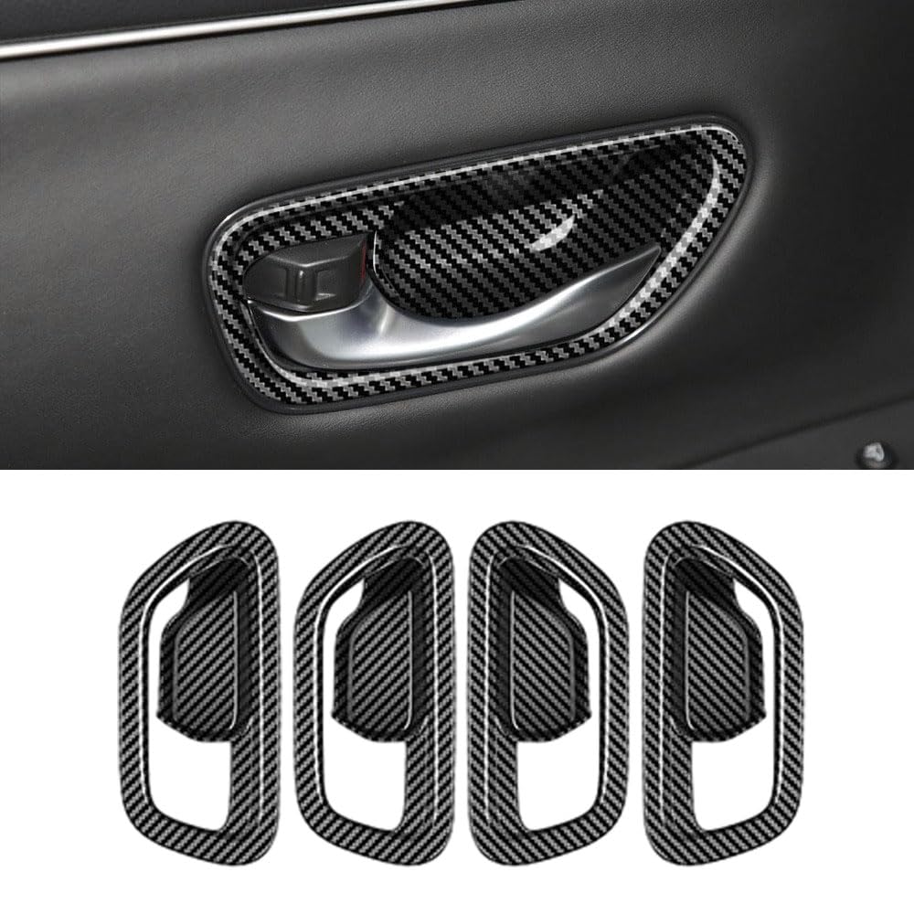 BOYOUS 4PCS ABS Carbon Fiber Style Inner Door Handle Trim Cover Interior Trim Accessories Inner Door Handle Bowl Cover Frame Trim Fit For Honda 2023 2024 HR-V HRV