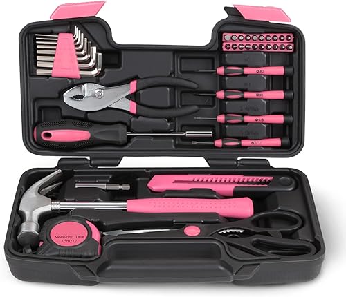 Vista 10 de Auto Dynasty Kit de herramientas para el hogar de 39 piezas, juegos de herramientas manuales básicas para el hogar con destornilladores, Azul