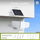 Philips Lampada di sicurezza solare 3600LM, impermeabile e dimmerabile con sensore di movimento LED per esterno, 3 teste orientabili con cavo da 5 m, pannello solare separato con 3 modalità - 8