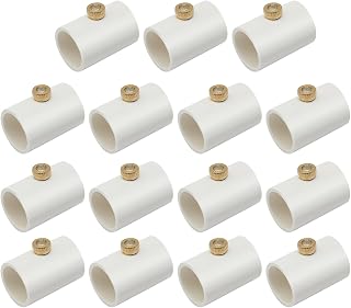 15Pcs 20mm PVC Misting Nozzles Coupling with Brass Mist Nozzle for Greenhouse Outdoor Misting Cooling System, Atomizing Misting Sprayer with Steel Atomizing Nozzle 0.016" Orifice