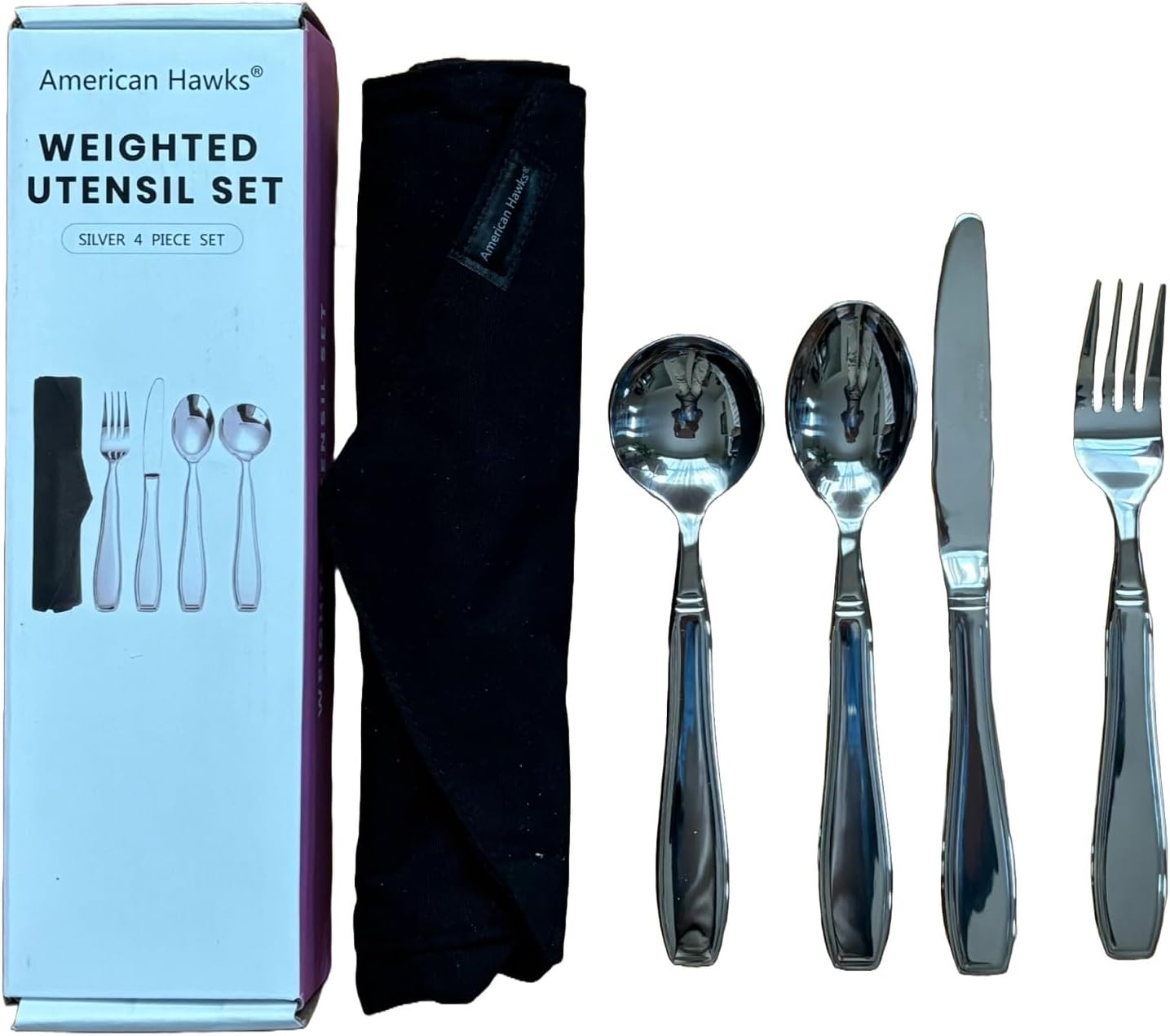 Weighted Utensils for Tremors and Parkinson Patients – Heavy Duty 7 oz Weight Knife Fork Spoons Stainless Steel Silverware Set, Adaptive Eating Flatware Elderly Hand Tremors Parkinsons Arthritis