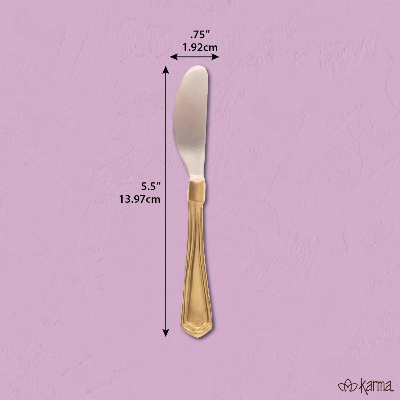 Karma, 4-piece Stainless Steel Butter Spreader Cheese Knife Set, Vintage Spreader Set, Giftable Butter Knives Set, Bread Knife Set, Gold