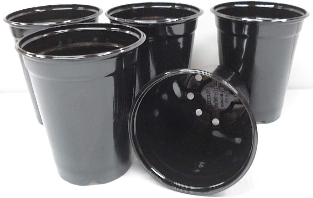 Black Plastic Starter Pot for Plants 4 inch Diameter - Quantity 5