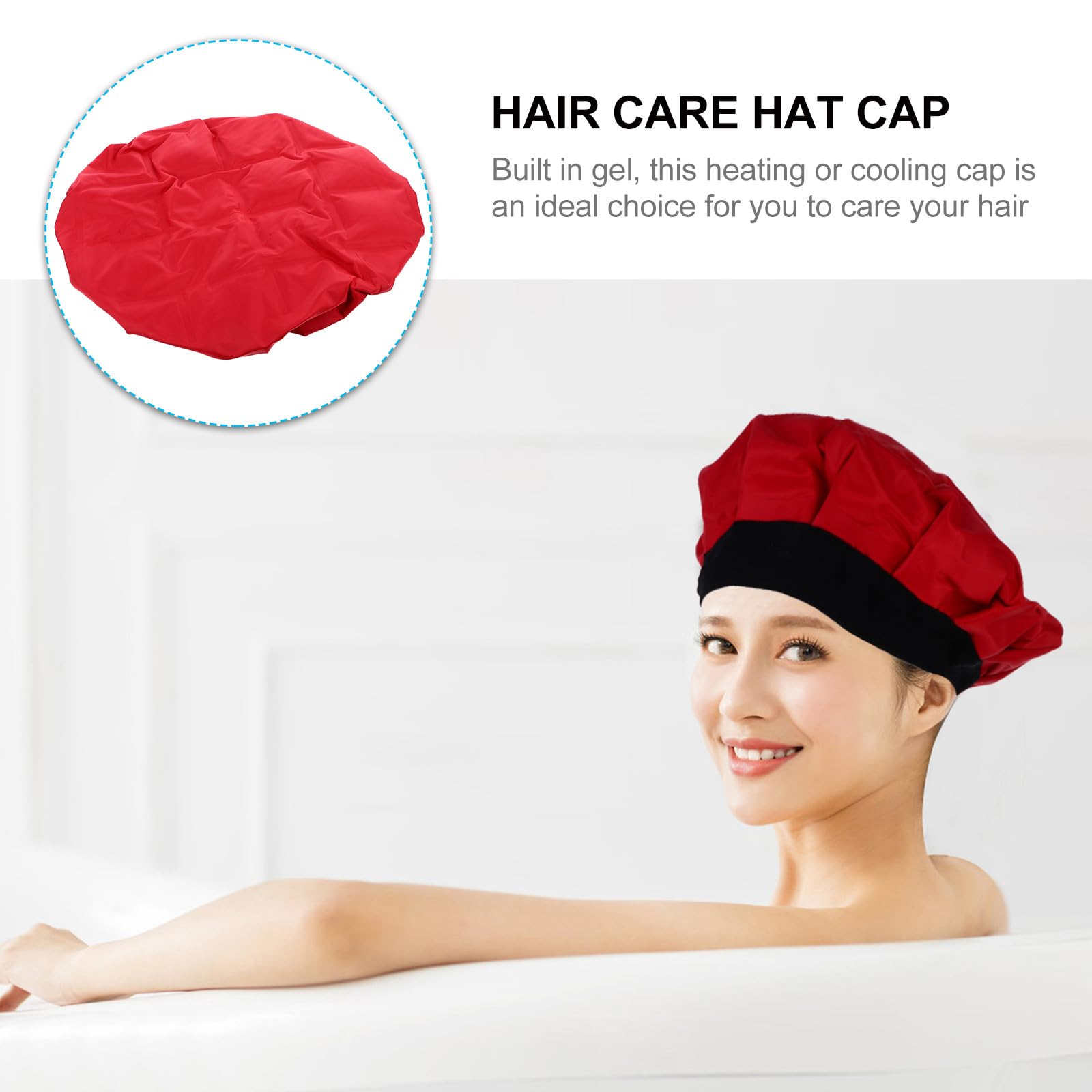 STOBAZA Gorro Térmico para Hidratación Profunda Calentado en Microondas y Acondicionamiento Capilar Profesional para Cabello Gel y Tejido Rojo en Peluquería