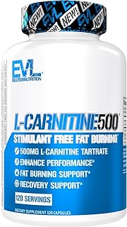 EVL L-Carnitine Supplement for Weight Loss Support - L carnitine 500mg Diet Pills for Weight Loss Lean Muscle Growth and Fat Burning Support with Stimulant Free L Tartrate - 120 Servings
