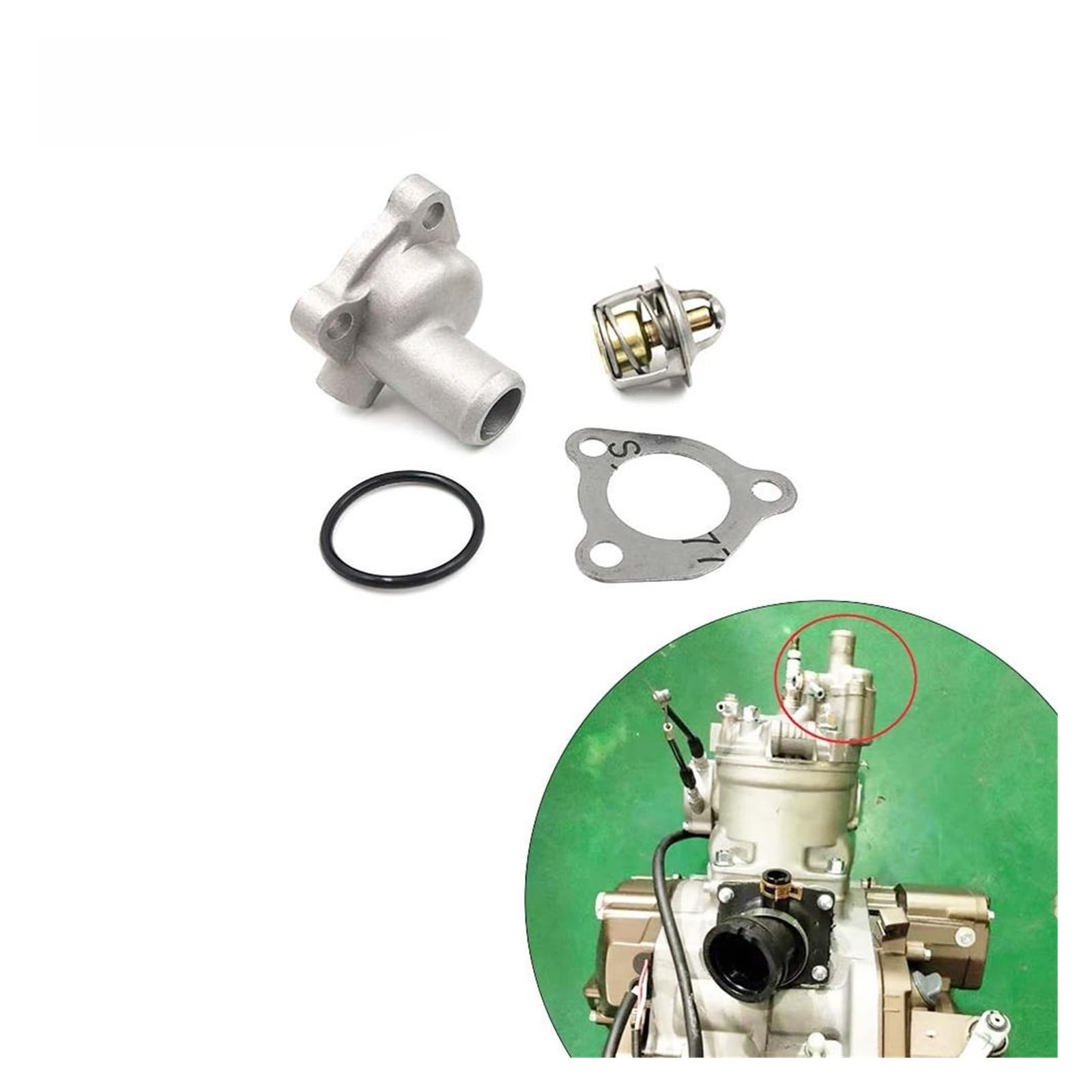 Thermostat Kühlmittel mit Dichtung Motorrad-Kühlmittelthermostat, Dirtbike-Teile, Temperaturfühler-Steuergehäuseabdeckung, passend für YAMAHA DT230 MT250 Thermostat mit Gehäuse(Full Set)