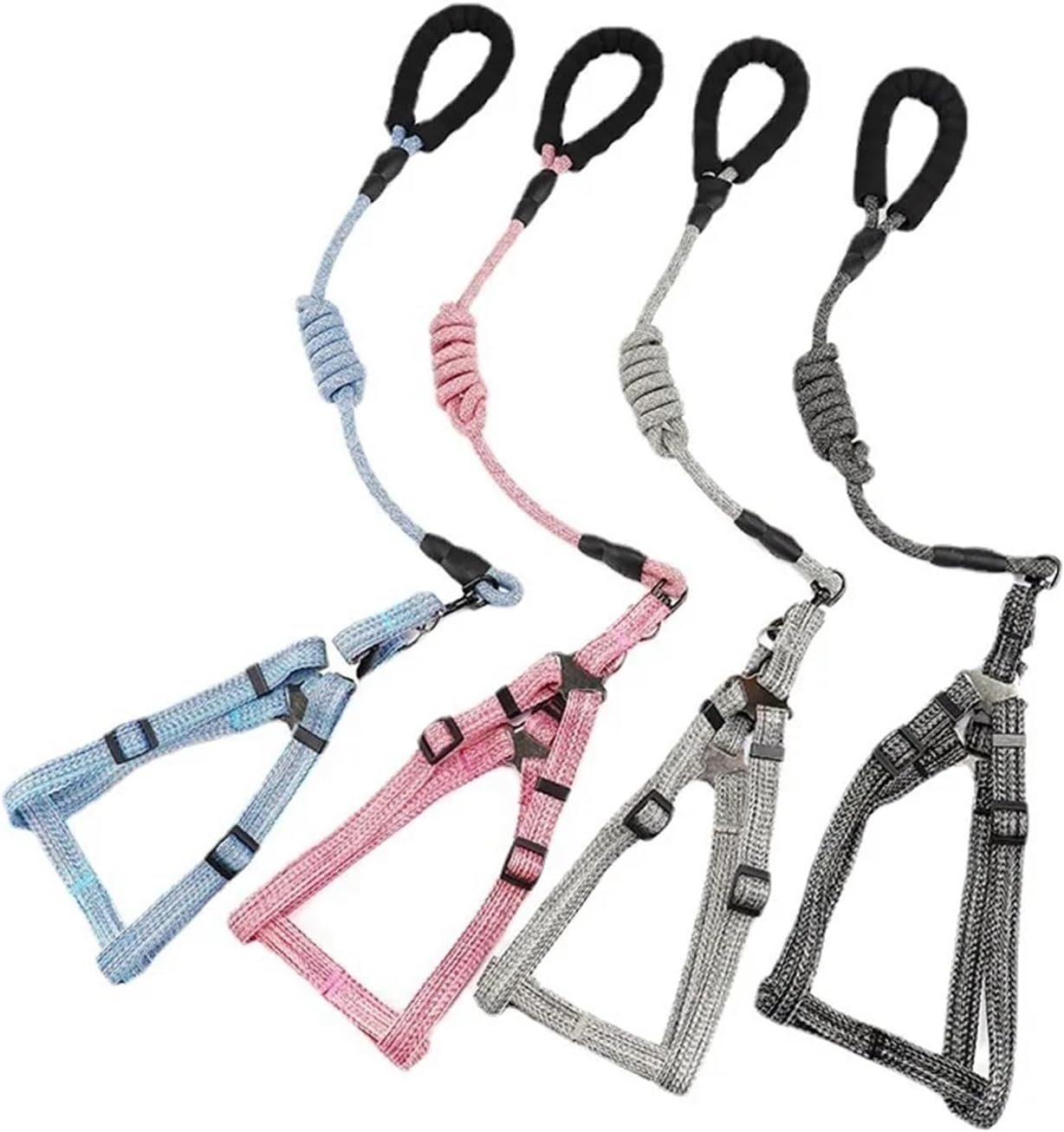20個のリネンペット牽引ロープチェストバックセット2ピースユニバーサルペット牽引ロープに対応(Blue,XS)