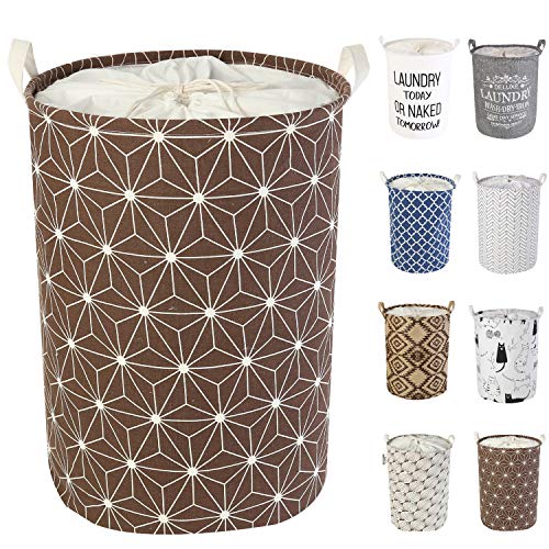 LessMo 17.7' Kordelzug W&auml;schekorb Lagerung Sorter, Pop-Up W&auml;schekorb Faltbar, wasserdichte Runde Baumwolle Leinen f&uuml;r Schlafzimmer Lagerung Baby Kleidung Spielzeug