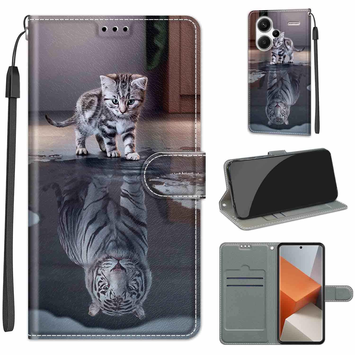 ESONG Funda Con Cartera Para Redmi Note 13 Pro+ Plus 5G,Cuero Premium De PU Flip Libro Cubierta Carcasa,Magnético,Soporte,Ranura Para Tarjeta,Correa De Muñeca,Moda Antigolpes Phone Cover Case -Negro