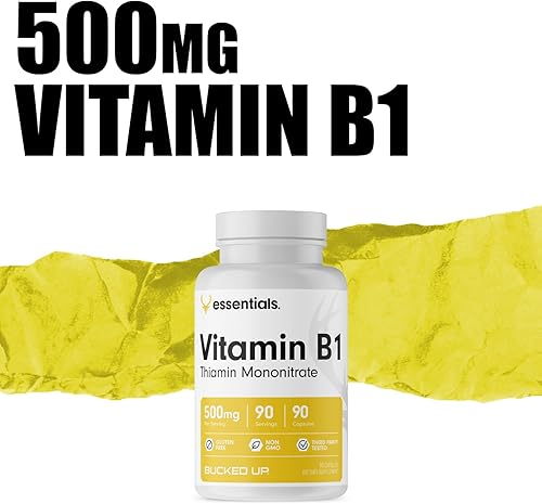 Miniatura 5 de Bucked Up Cápsulas de vitamina B1 de 500 mg, esenciales (90 porciones)