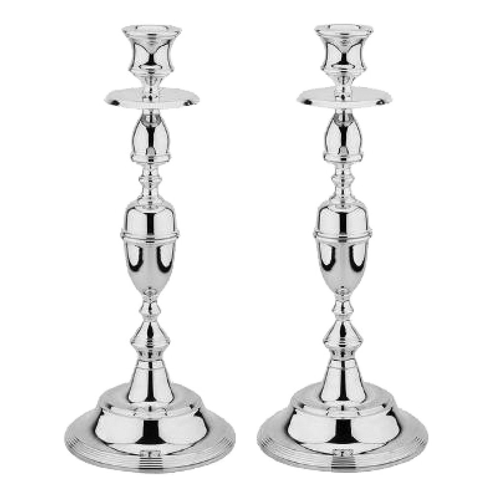 OTTAVIANI Coppia PORTACANDELE REFERENZA 77232 Realizzati in Metallo Argentato Candele Incluse Altezza 32CM Circa Prezzo di Listino € 168
