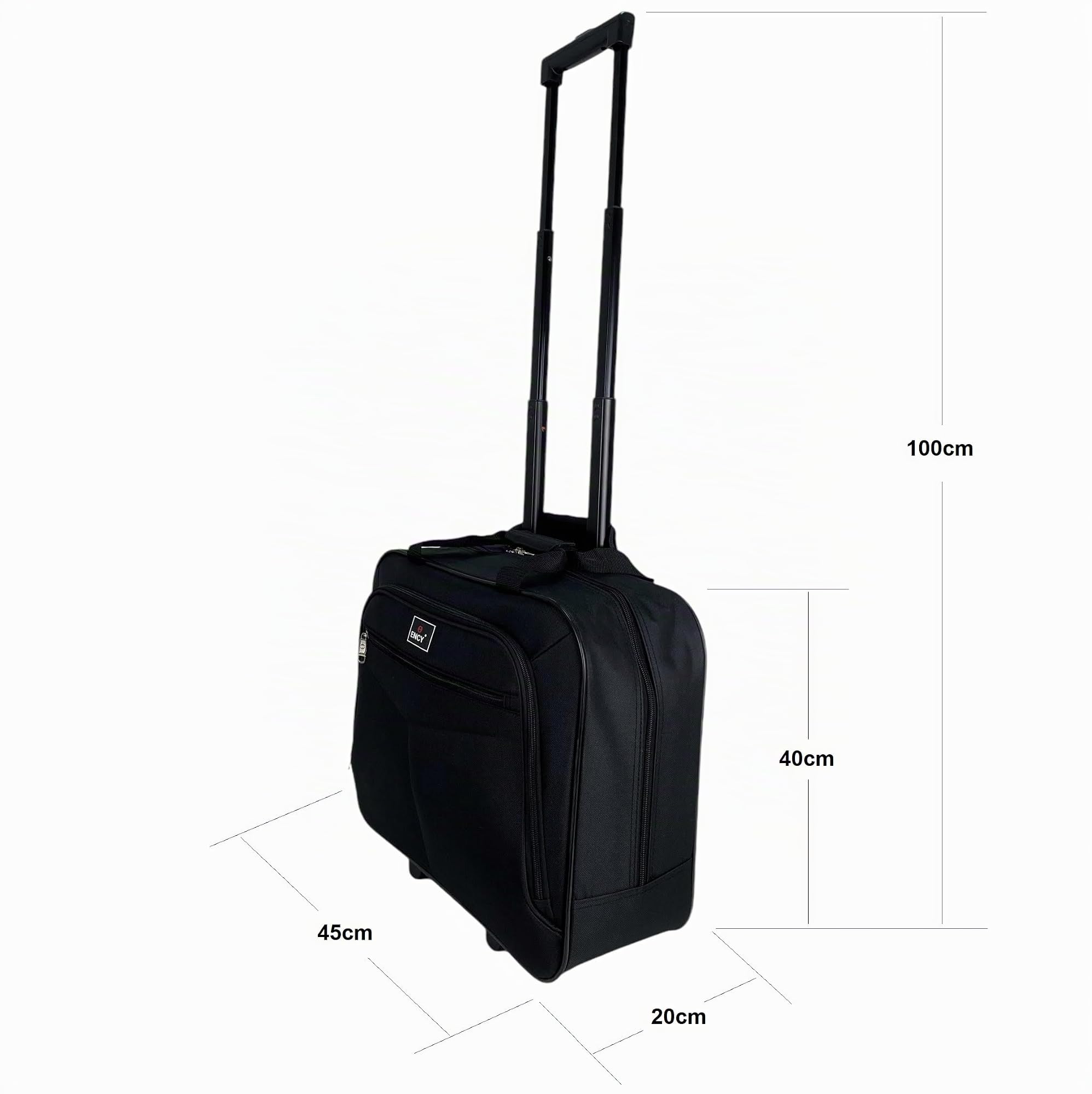 Maletin Maleta Trolley Equipaje de Mano con 4 Compartimiento, Comercial, piloto, Medico, Cabina (Negro)