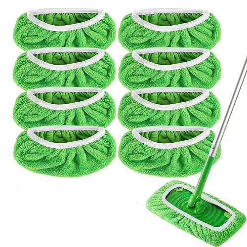 Yicotira Reusable Mop Pads Refill Compatible with Swiffer Sweeper Mop - Dry Sweeping Cloths & Wet Mopping Cloths for Household Cleaning - Washable Microfiber Pads for Mopping Floors (8 Pack)