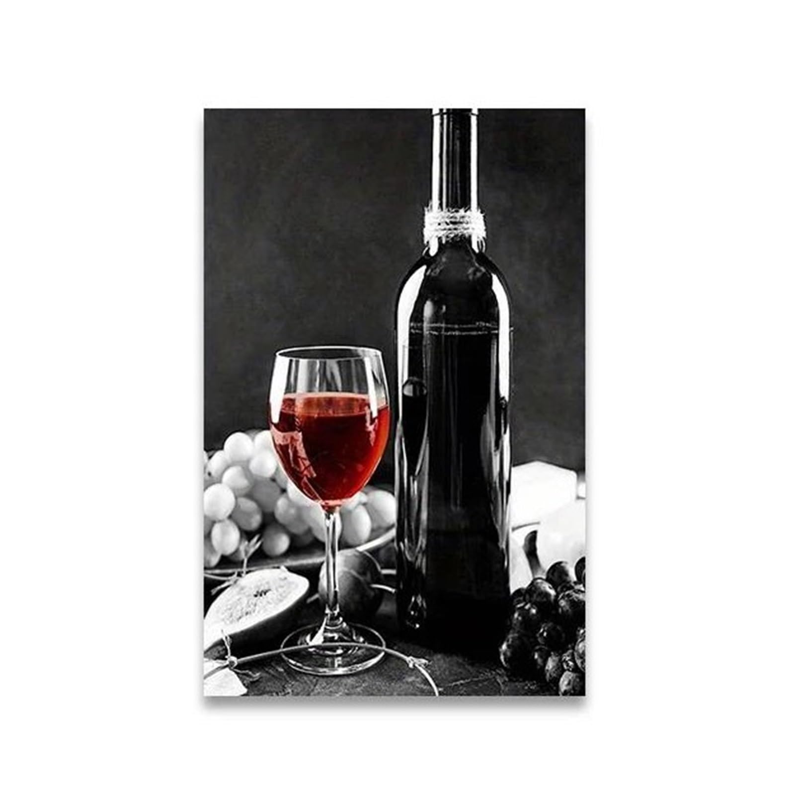 Cuadro de pared para restaurante de 30x45cm con motivo culinario de vino elegante