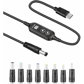 100 W PD USB C to DC 5521 Cable 8 DC Tips LED Indicator 1.2 m