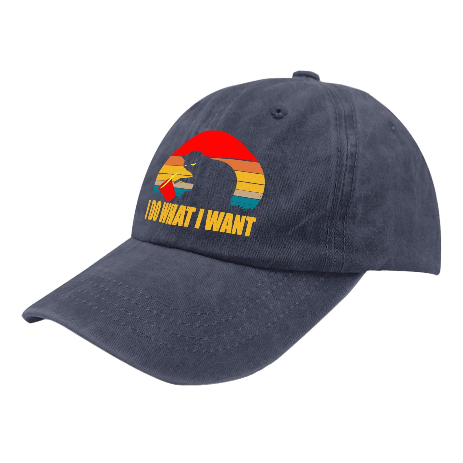 I Do What I Want Cat Sun Hat Baseball Hat for Women Navy Blue Mens Hats and Caps Gifts for Son Running Hats