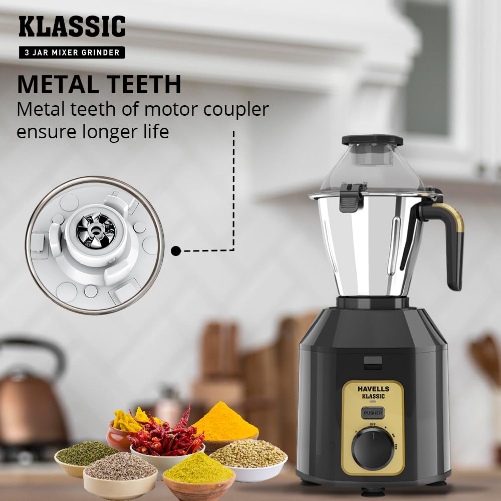 Havells Klassic Mixer Grinder - Powerful & Durable -5