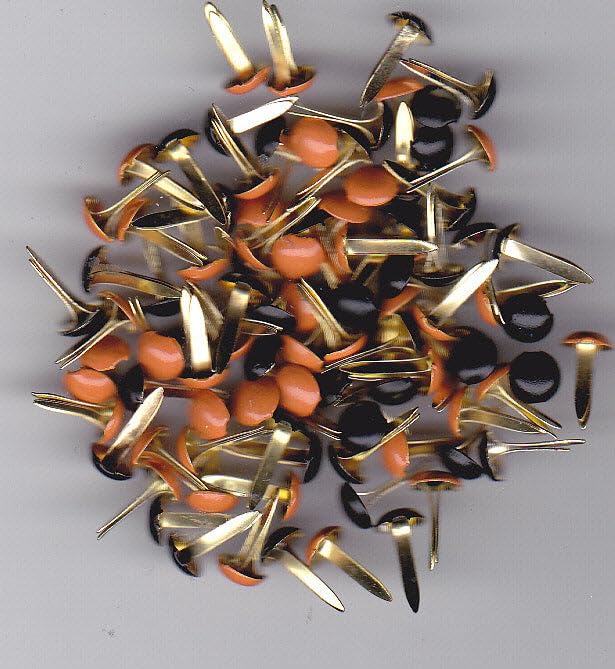 Black & Orange Mini Round Brads - 100ct