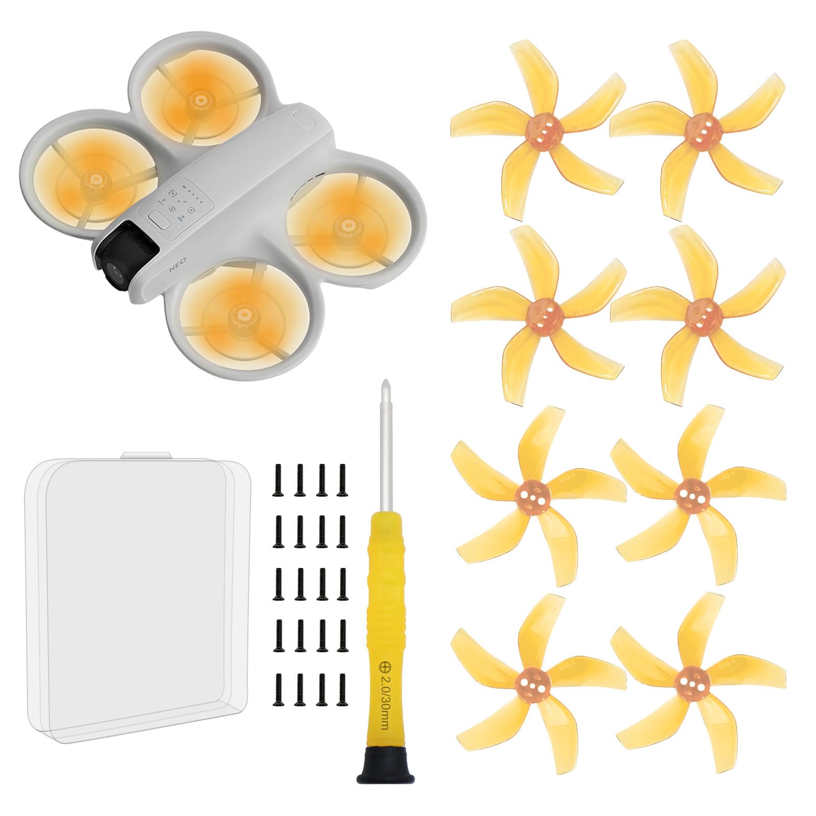 (Improved Version, Including Screws)-Drone Colorful Paddle Propeller for DJI NEO Silent Power Noise Reduction Replacement Traverser Wings Drone