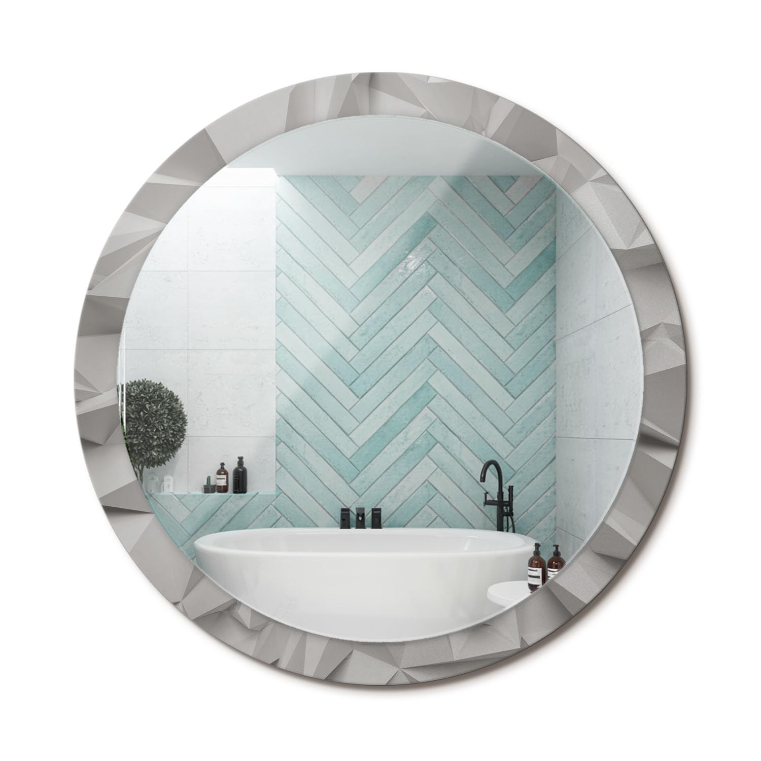 Miroir Rond Déco Murale Originale Salon Verre Imprimé fi100