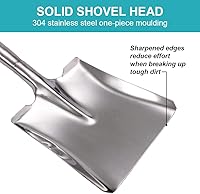 Vista 3 de Pala de jardín de 31.5 pulgadas de cabeza plana, pala cuadrada de mango D para jardinería, toda fabricada en acero inoxidable