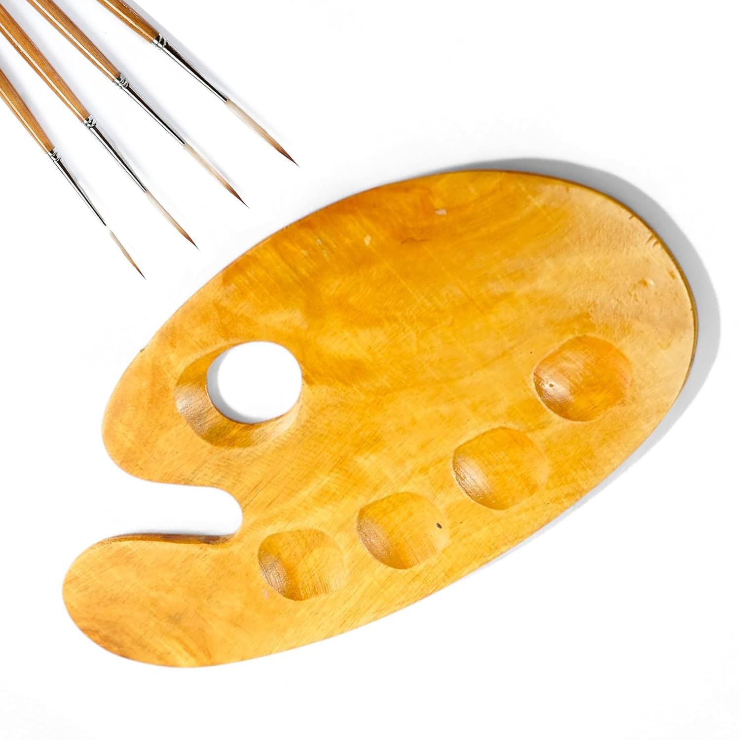 Wooden Painting Palette - 37x20cm Handmade Paint Palette with Thumb Hole for Acrylic, Oil, Watercolor, Gouache Painting - for Professional Artists, Art Enthusiasts & Kids