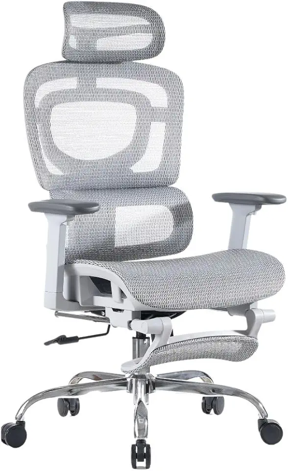 Cadeira De Escritório Ergonômica Mônaco Wt07 Luvinco Malha Respirável Com Suporte Lombar Adaptável Apoio Para Pés Retrátil Encosto Ajustável Seis Posições Suporta 200kg