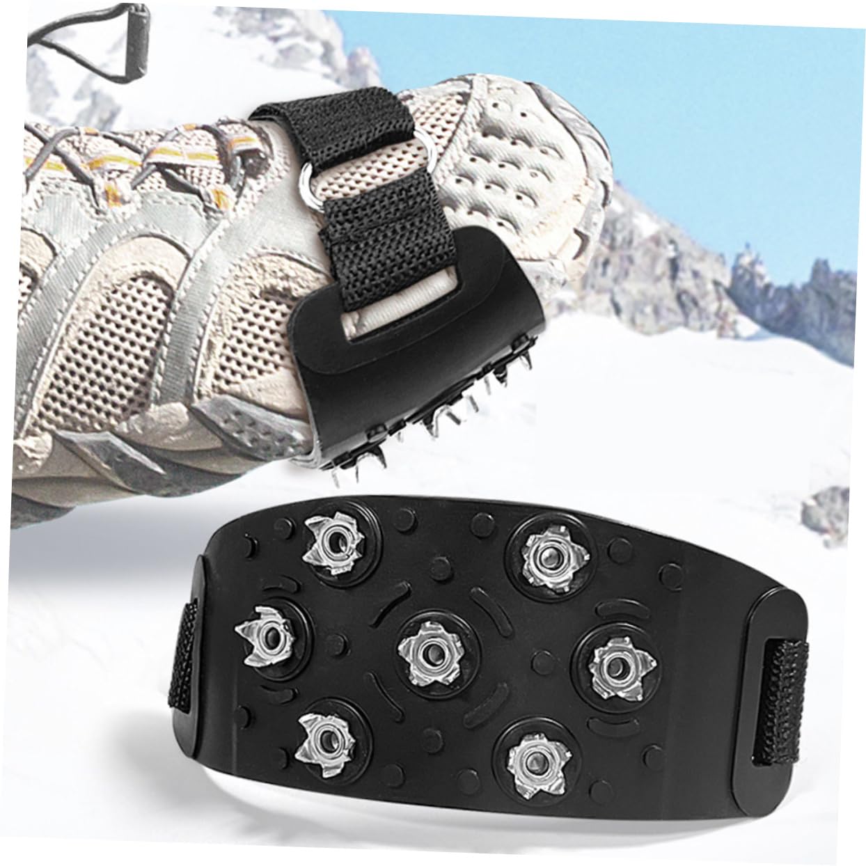 Balacoo 1 Pair Crampon Shoe Covers Boots Boot Traction Cleat Spikes Climbing Shoes Gripper Outdoor Shoe Covers Snow Shoe Spike Shoe Grippers Ice Gripper Skates Multifunction, 16.00X6.10X0.40CM, Black