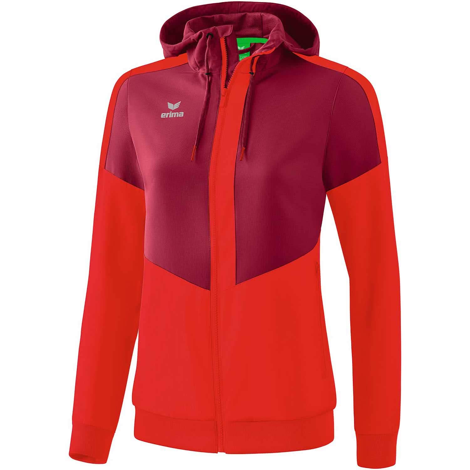 Erima Squad Track Top Jacket with Hood - Bordeaux/Red, 34