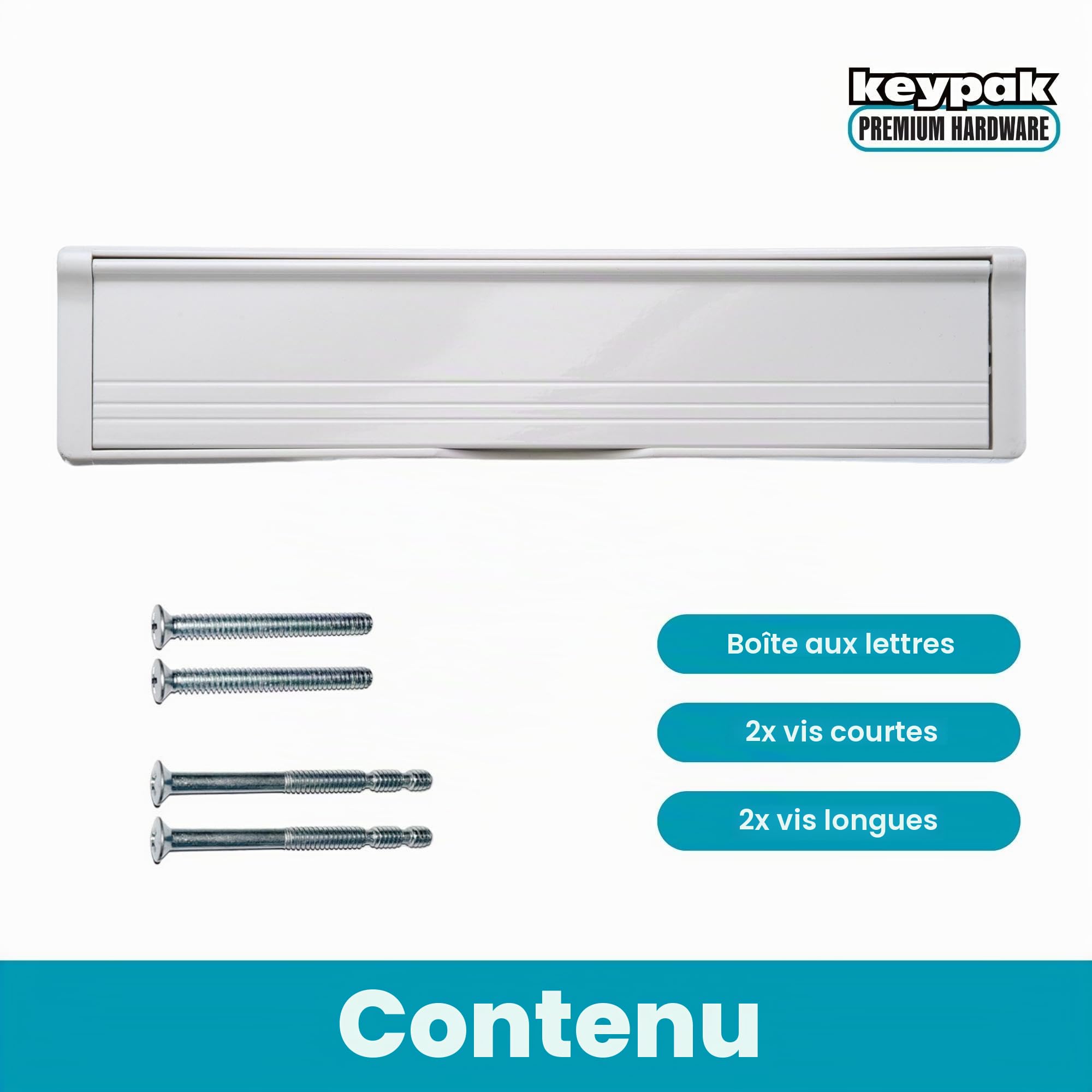 Keypak Boîte aux Lettres avec Porte à Manches de 30,6 cm – Rabat Anti-claquement et Boudin de Porte pour Portes en uPVC, Composite et Bois de 40 à 80 mm (Blanc)