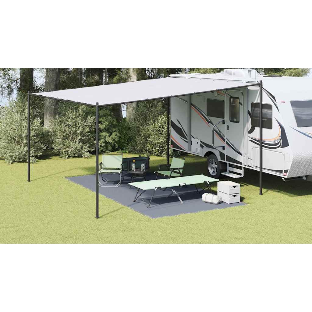 Tappeto per tenda blu e grigio, 500 x 250 cm, in polietilene, resistente alle intemperie, per esterni, campeggio, accessorio per tenda, leggero e pieghevole, protezione dal vento e dalla