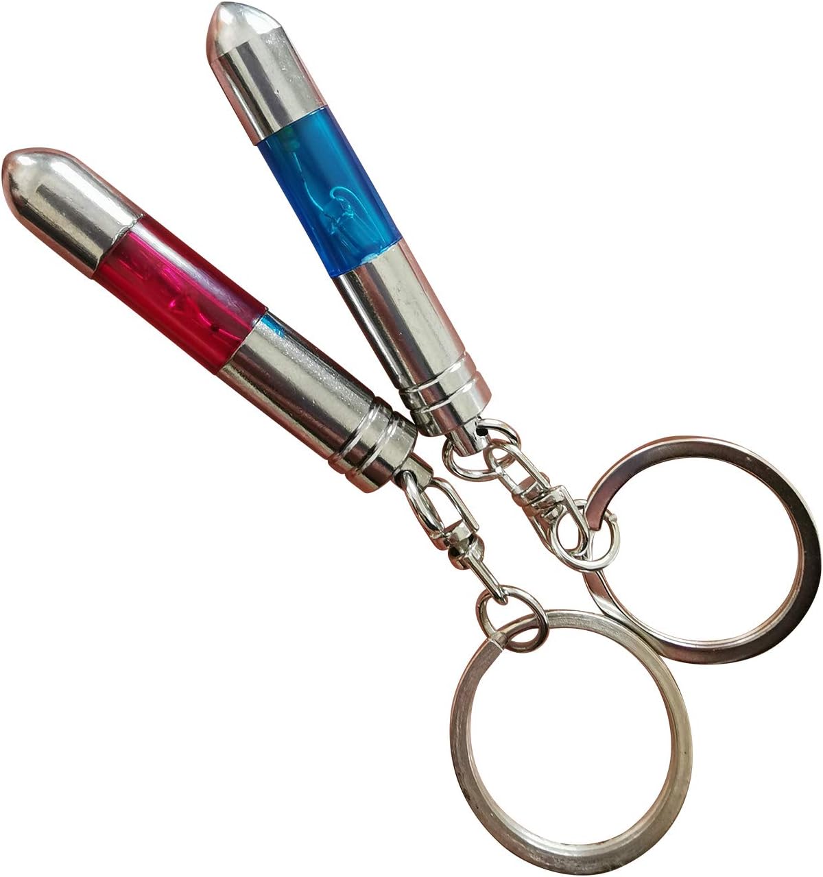 2 Packs Car Static Human Body Static Eliminator Discharger, Silver Tone High Voltage Anti-Static Keychain ESD Tool Sets(Blue, Red)