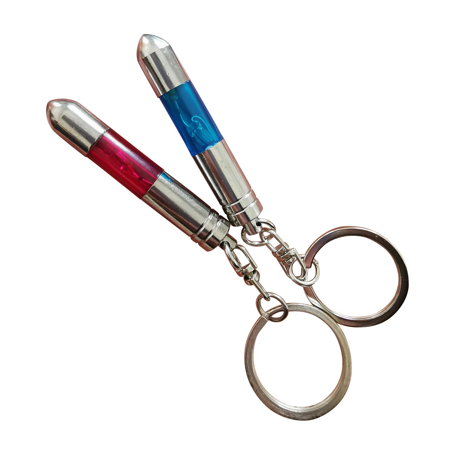 2 Packs Car Static Human Body Static Eliminator Discharger, Silver Tone High Voltage Anti-Static Keychain ESD Tool Sets(Blue, Red)