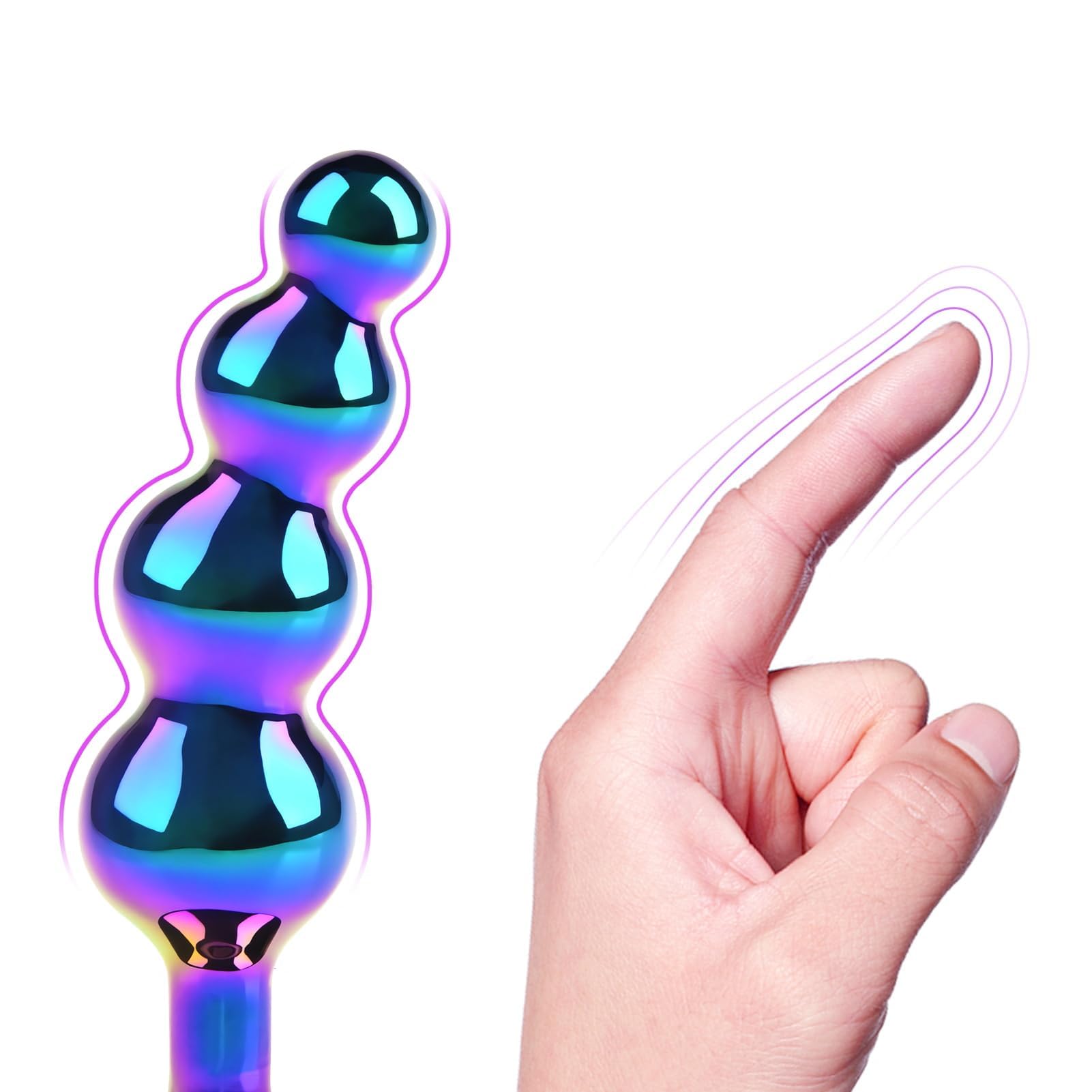 FST Aluminum Anal Beads, Colorful Graduated Anal Plug with Jeweled Base Sturdy Curved Butt Plug G-spot Dildo Adult Sex Toys for Men Women (): L