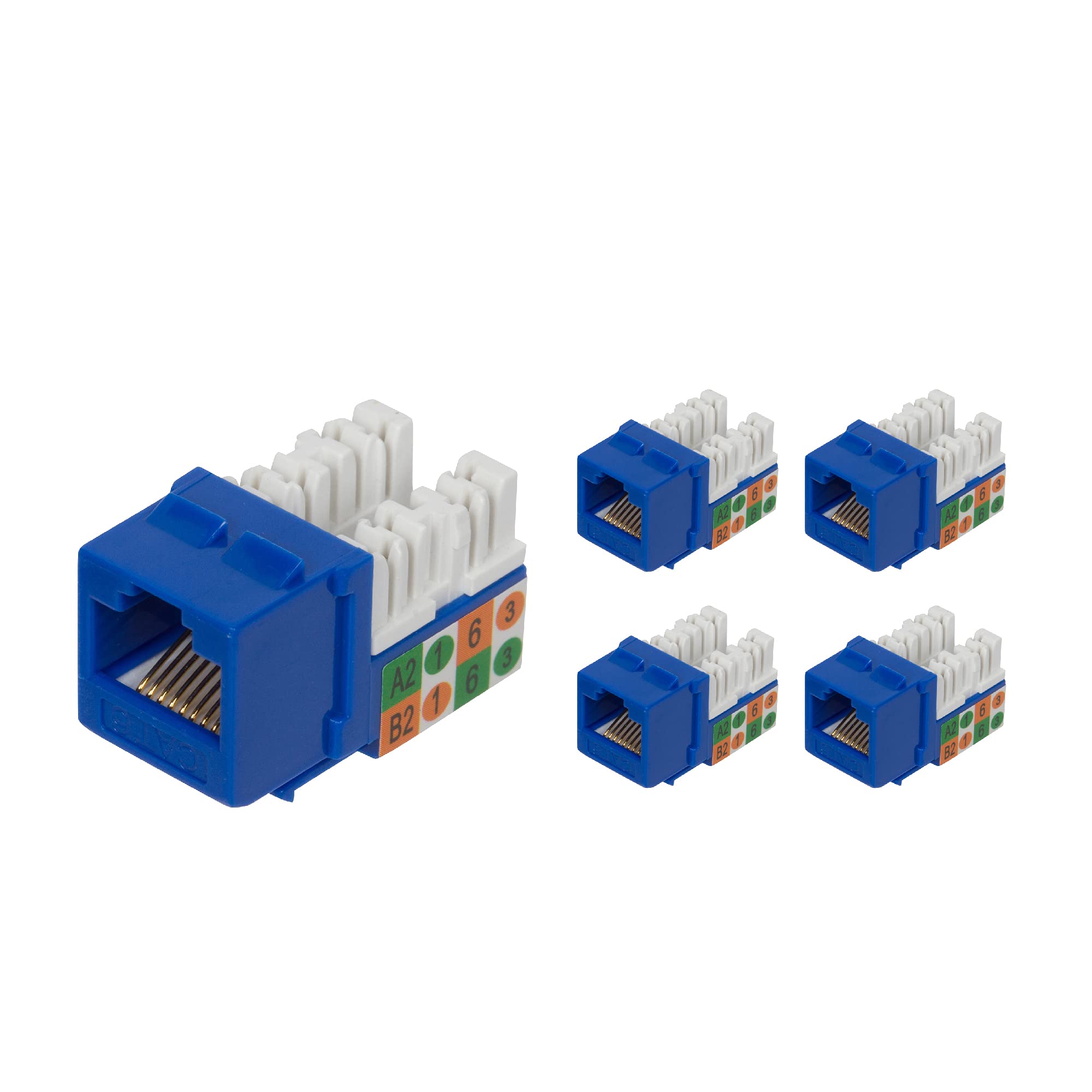 Buyer's Point Cat6 RJ45 90-Degree Keystone Jack, Punch Down Keystone Jack Adapter Blue (5 Pack)