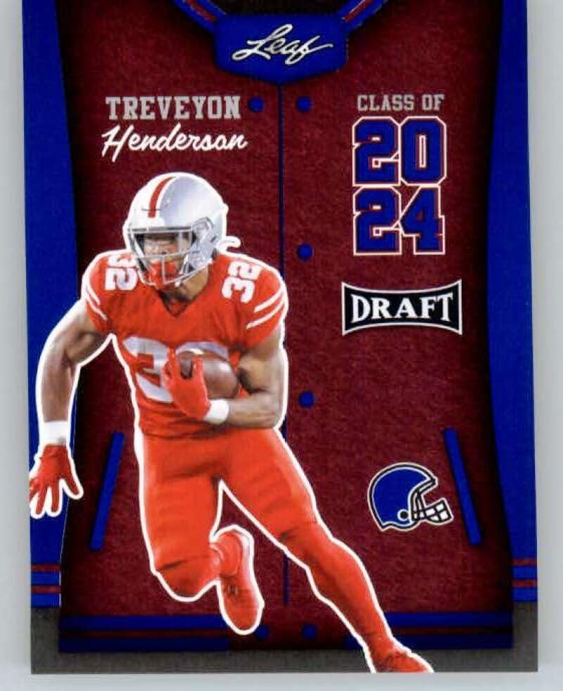 2023 Leaf Draft Blue #81 TreVeyon Henderson Ohio State Buckeyes RC Rookie Football Trading Card