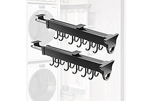 Double Closet Hanging Bar - Expandable Closet Rail with Double Hook Arms - 6 Pack
