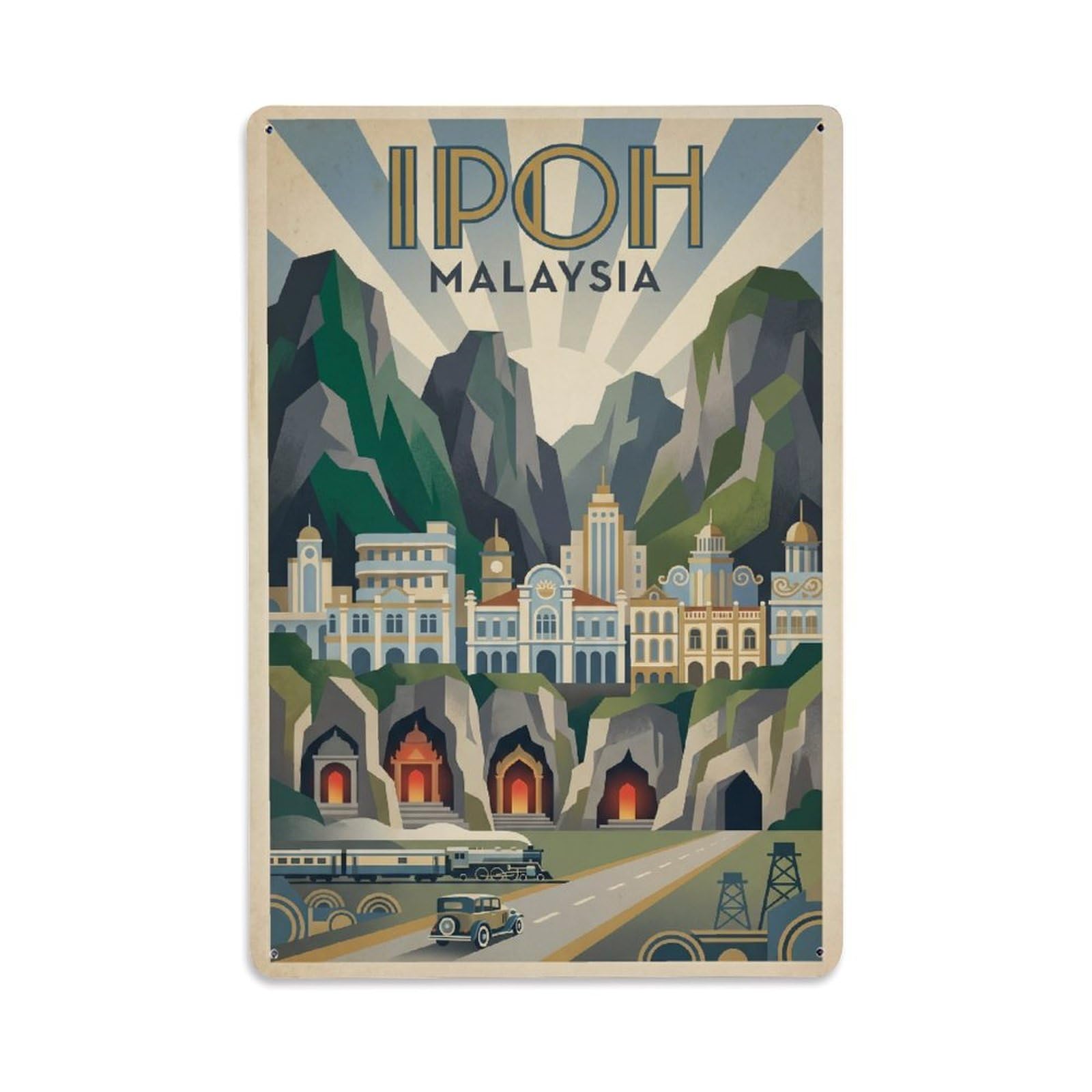 Fqcyn Style Metal Tin Sign Malaysia Ipoh Travel Retro