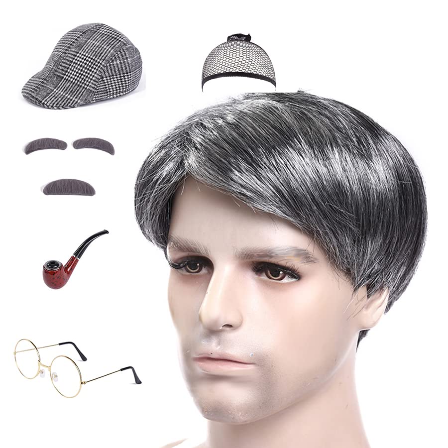 Amazon.co.jp: Socpuro おじいさん コスプレ かつら ウィッグ 豪華6点 