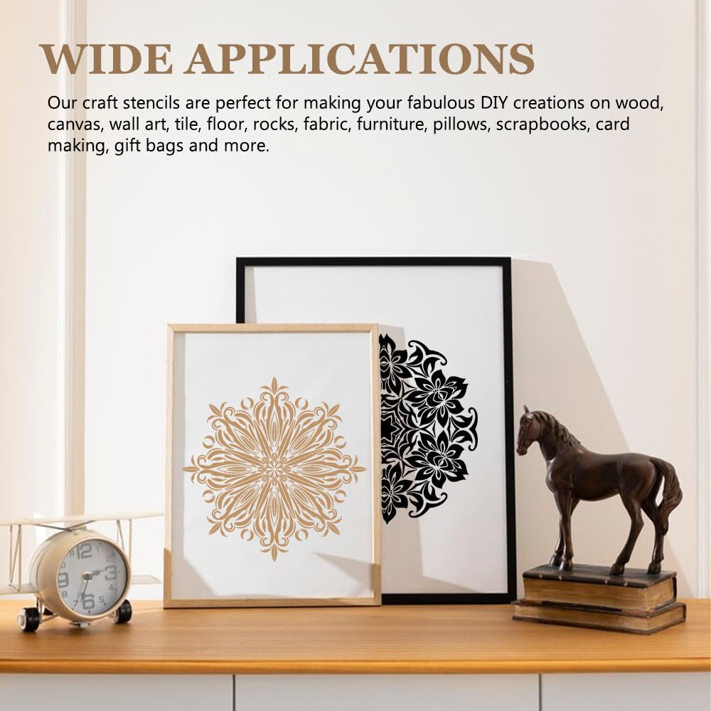 9 Pezzi Mandala Stencil di Pittura 30x30cm Templates Riutilizzabili Mandala Stencil Grande Modello di Pittura in Plastica per Pittura DIY Scrapbook Wall Pavimenti Mobili