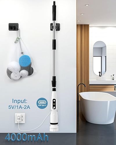 Miniatura 4 de IEZFIX Depurador eléctrico giratorio, limpiador eléctrico de ducha para limpiar bañeraazulejossuelofregaderoventana, limpiador eléctrico X03 Turbo