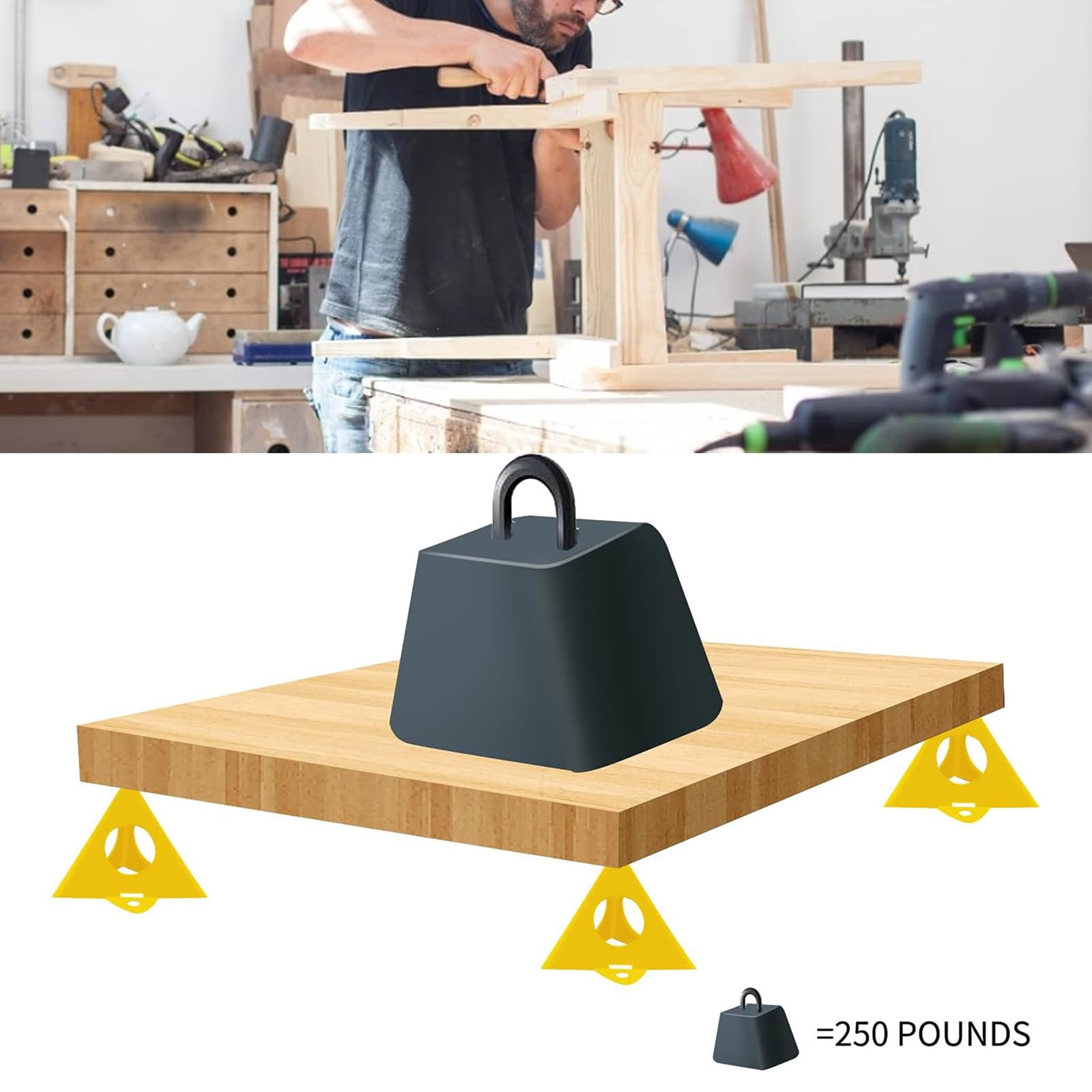 Giallo Cono Tela e Triangolo di Vernice, Supporto Supporti Pittura Perforata Legno Mobili Stand, per Porta Dell'armadio in Tela Gialla, Utensili Manuali E Accessori