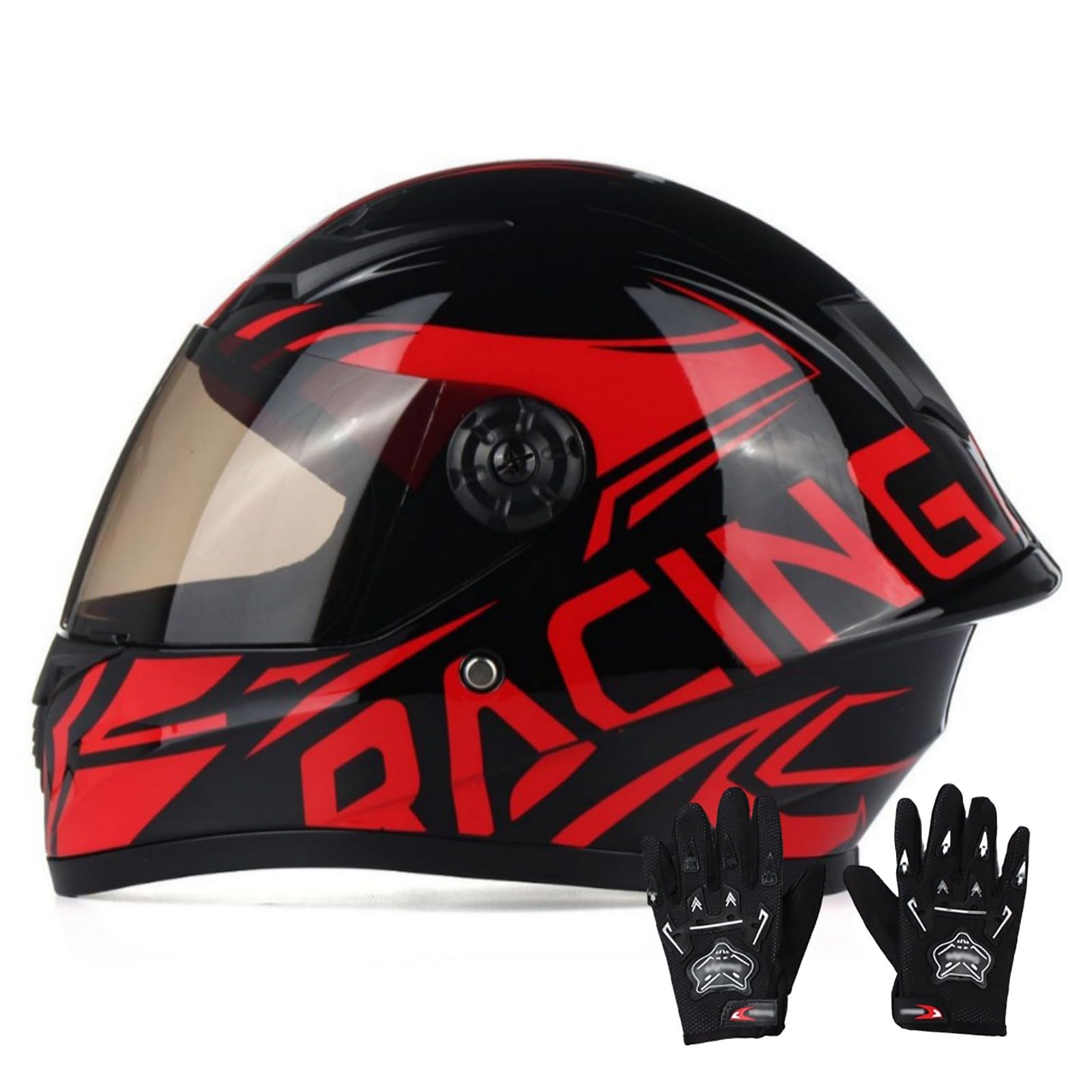 Casco Integrale Omologato DOT Per Bambini (Moto, Karting, Monopattino Elettrico, Ciclomotore), Casco Per Bambini (Maschi E Femmine) Per Quad/Moto Fuoristrada 4, XL (53-54 cm)