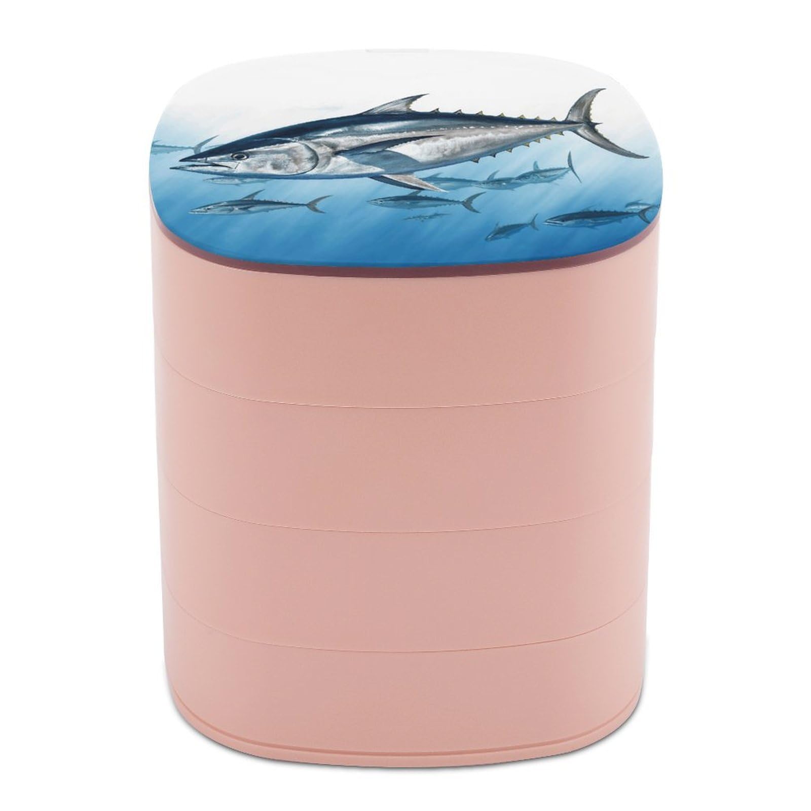 FekiLoot Bluefin Tuna Thunnus Jewelry Box 4-Layers Rotatable Jewelry Organizer Storage Box with Mirror Cute Travel Jewelry Case Portable Earring Holder Organizer for Ring Necklace Bracelet